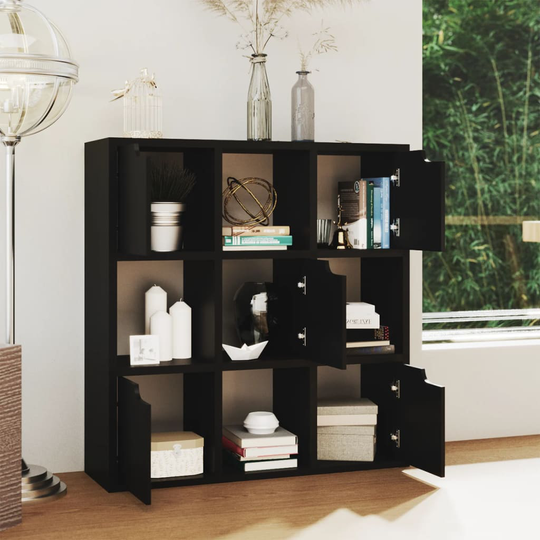 vidaXL Kirjahylly musta 88,5x27,5x88 cm lastulevy