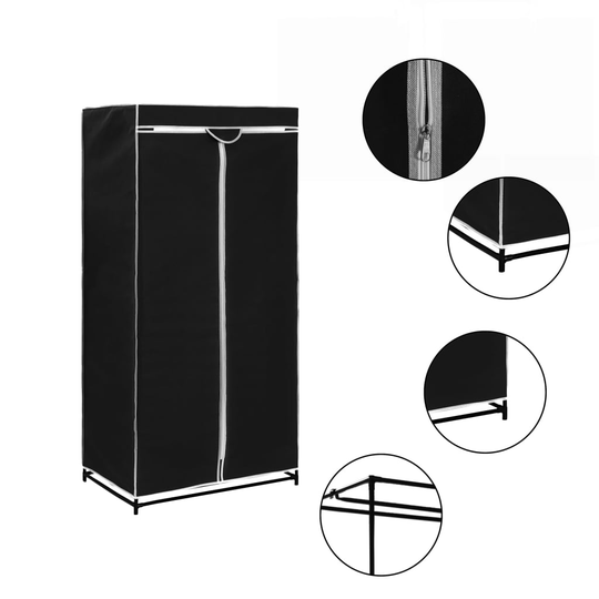 vidaXL Vaatekaappi musta 75x50x160 cm