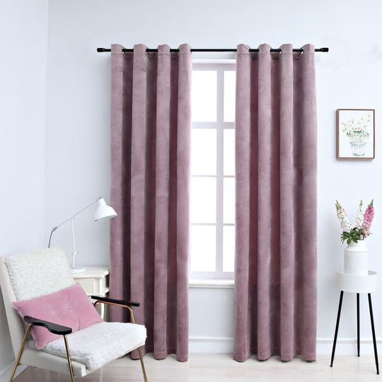 vidaXL Pimennysverhot renkailla 2 kpl sametti pinkki 140x175 cm