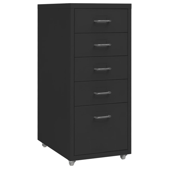 vidaXL Arkistokaappi siirrettävä musta 28x41x69 cm metalli