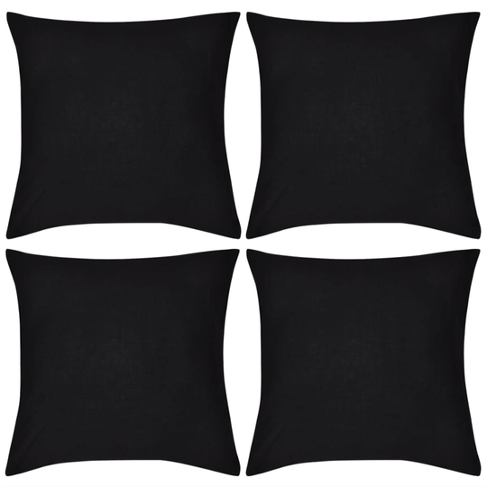 vidaXL Musta Tyynynpäällinen 4 kpl Puuvilla 50 x 50 cm