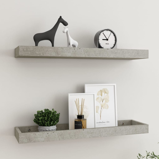 vidaXL Loggia seinähyllyt 2 kpl betoninharmaa 60x15x4 cm MDF