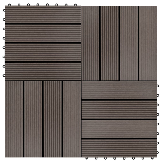 vidaXL Lattialaatat 22 kpl 30x30cm 2 m² puukomposiitti tummanruskea