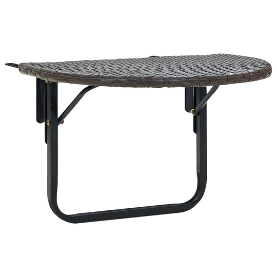 vidaXL Parvekepöytä 60x60x40 cm ruskea polyrottinki