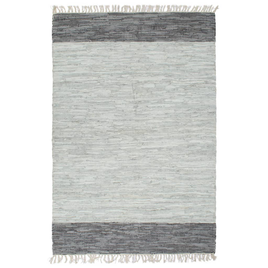 vidaXL Käsin punottu chindi-matto nahka 80x160 cm harmaa