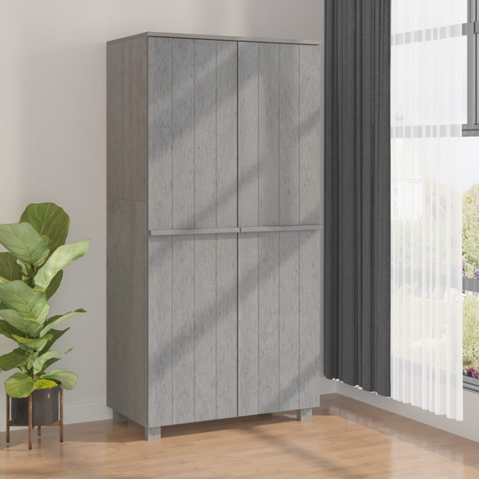 vidaXL Vaatekaappi vaaleanharmaa 89x50x180 cm täysi mänty