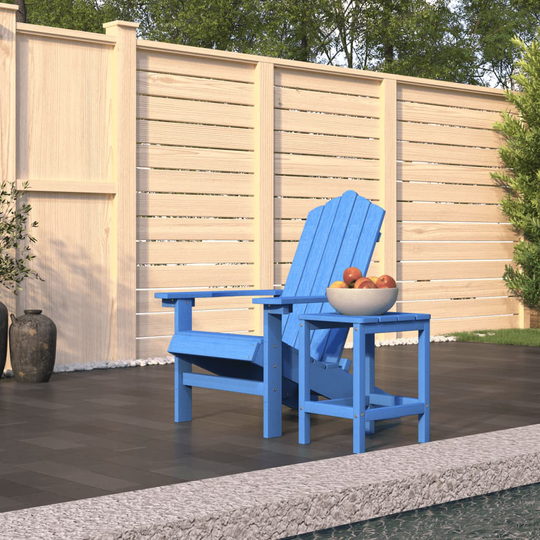 vidaXL Adirondack puutarhatuoli pöydällä HDPE vedensininen