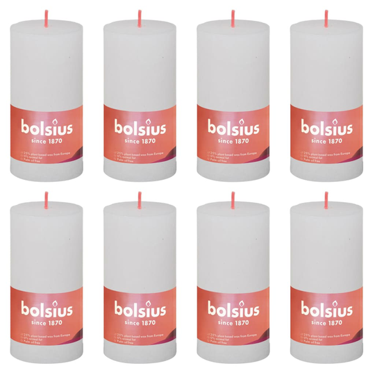 Bolsius Pilarikynttilät Shine 8 kpl 100x50 mm helmenvalkoinen