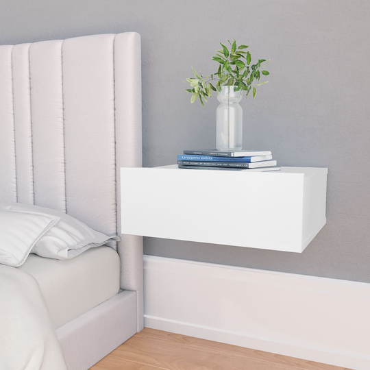 vidaXL Kelluvat yöpöydät 2 kpl valkoinen 40x30x15 cm lastulevy