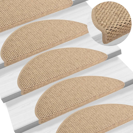 vidaXL Itsekiinnittyvät porrasmatot sisaltyyli 15 kpl 65x25 cm hiekka