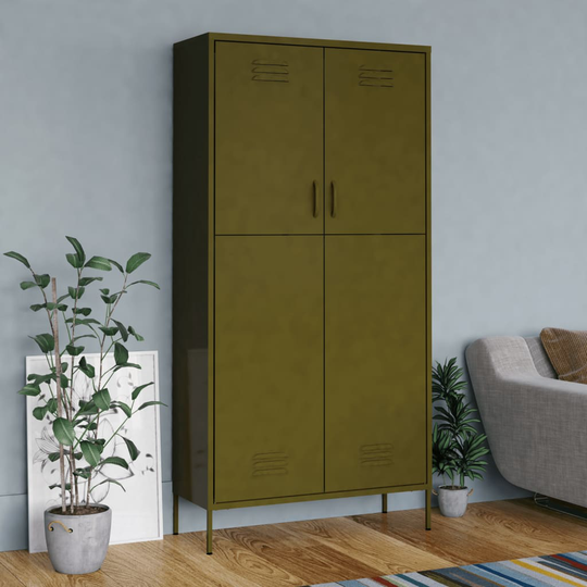 vidaXL Vaatekaappi oliivinvihreä 90x50x180 cm teräs