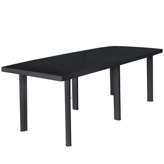 vidaXL Puutarhapöytä 216x90x72 cm muovi antrasiitti