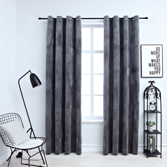 vidaXL Pimennysverhot renkailla 2 kpl sametti antrasiitti 140x175 cm