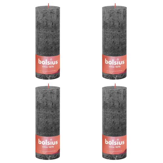 Bolsius Pilarikynttilät Shine 4 kpl 190x68 mm myrskynharmaa