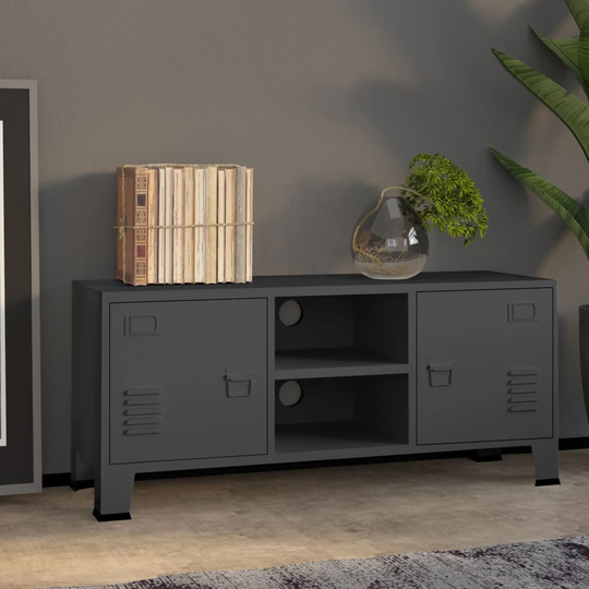 vidaXL Teollisuustyylinen TV-taso antrasiitti 105x35x42 cm metalli