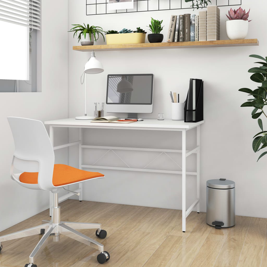 vidaXL Tietokonepöytä valkoinen 105x55x72 cm MDF/metalli