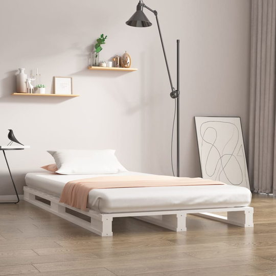 vidaXL Sängynrunko valkoinen 100x200 cm täysi mänty
