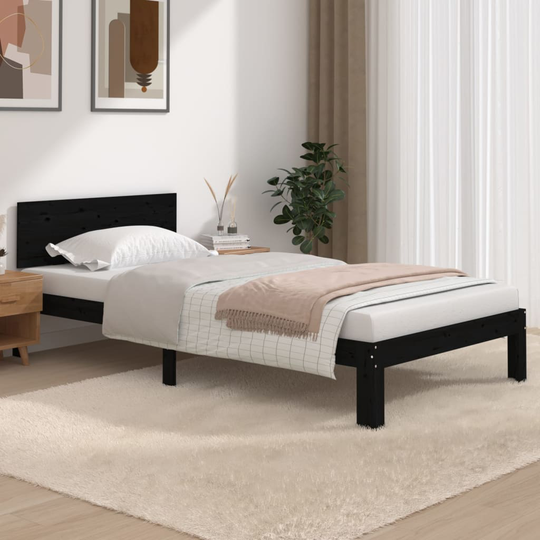 vidaXL Sängynrunko musta täysi mänty 100x200 cm