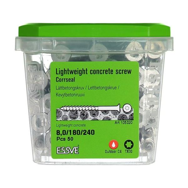 ESSVE CorrSeal TX30 Kevytbetoniruuvi 8,0x240mm 50 kpl