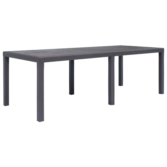 vidaXL Puutarhapöytä rottinkityylinen muovi 220x90x72 cm ruskea