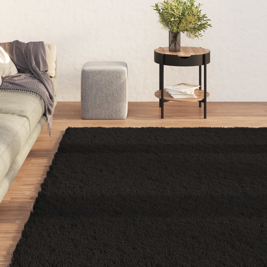 vidaXL Matto pestävä pehmeä pörröinen 160x230 cm liukumaton musta