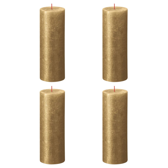 Bolsius Pilarikynttilät Shimmer 4 kpl rustiikkinen 190x68 mm kulta