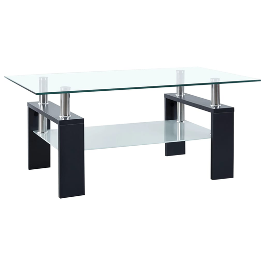 vidaXL Sohvapöytä musta ja läpinäkyvä 95x55x40 cm karkaistu lasi