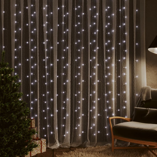 vidaXL LED-valonauhaverho keijuvalot 3x3 m 300 LEDiä kylmä valkoinen