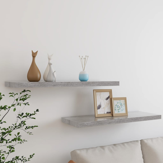 vidaXL Kelluvat seinähyllyt 2 kpl betoninharmaa 80x23,5x3,8 cm MDF