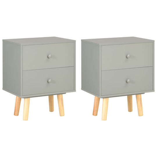 vidaXL Yöpöydät 2 kpl harmaa 40x30x50 cm täysi mänty