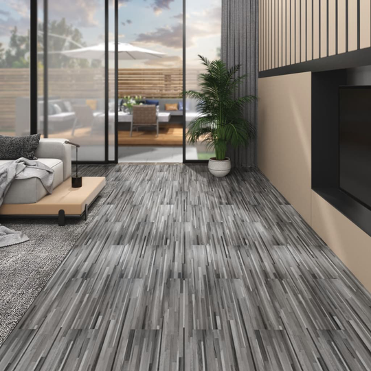 vidaXL PVC-lattialankut ei-itsekiinnittyvä 4,46 m² 3 mm raidat harmaa