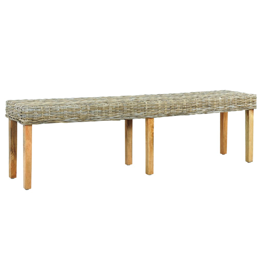 vidaXL Penkki 160 cm luonnollinen kubu-rottinki ja täysi mangopuu