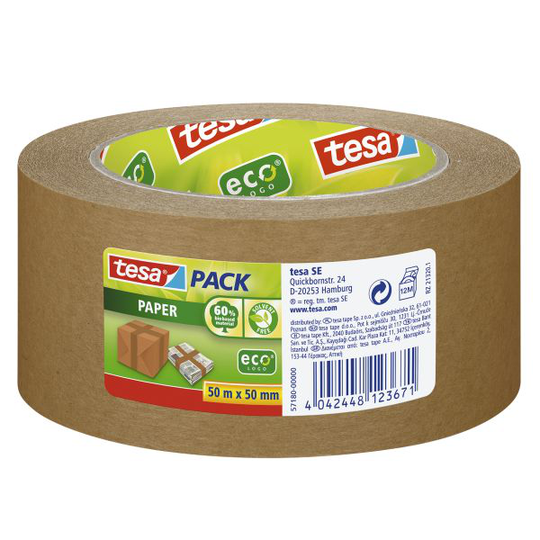 Tesa 57180 Pakettiteippi eko, paperi, ruskea, 66 m x 50 mm