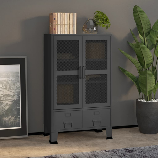 vidaXL Teollinen säilytyskaappi antrasiitti 70x40x115 cm metalli