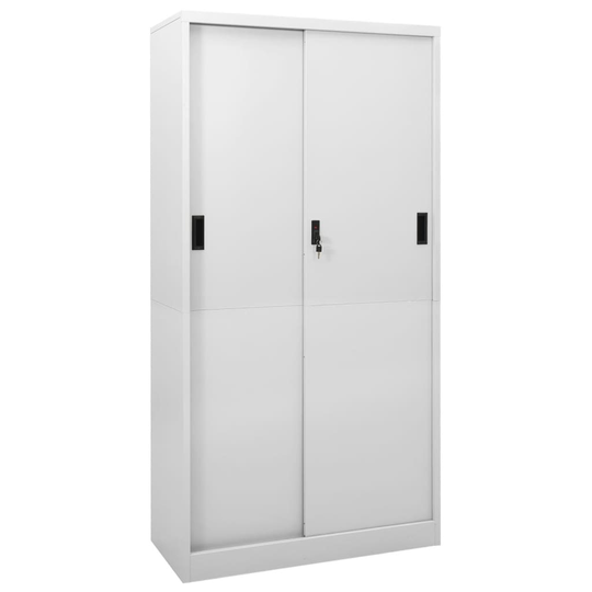 vidaXL Toimistokaappi liukuovella vaaleanharmaa 90x40x180 cm teräs