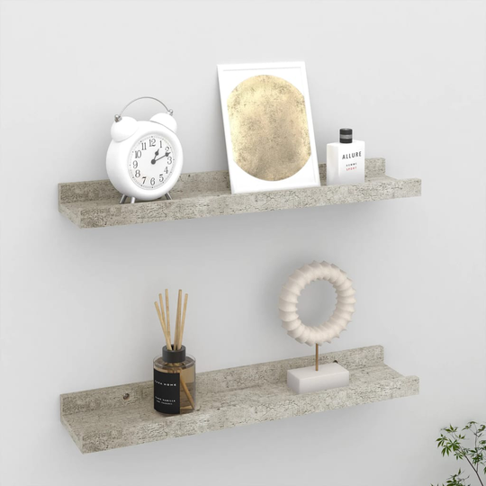 vidaXL Seinähyllyt 2 kpl betoninharmaa 40x9x3 cm