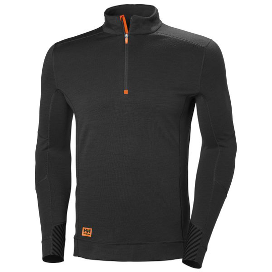 Helly Hansen Workwear Lifa MAX Aluspaita Musta, lyhyt vetoketju XXL