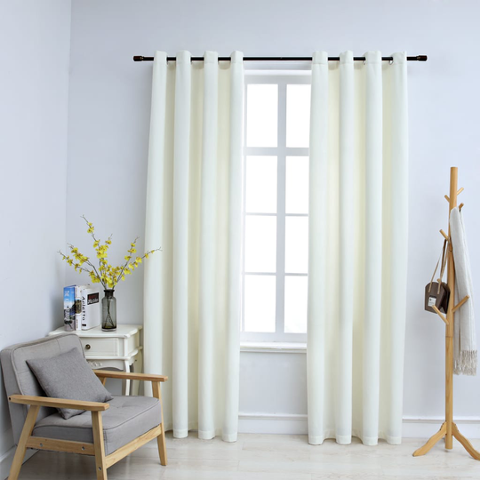vidaXL Pimennysverhot renkailla 2 kpl sametti kerma 140x245 cm
