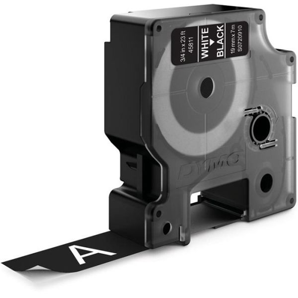 DYMO Standard D1 Teippi 19mm Valkoinen teksti, musta pohja