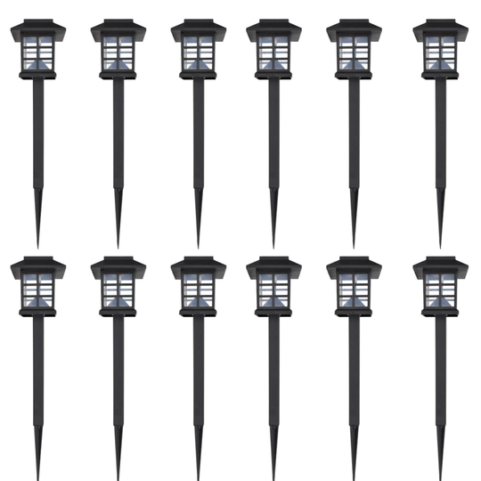 vidaXL Aurinkovoimalla Toimiva LED Ulkovalosarja 12 kpl 8,6 x 8,6 x 38 cm