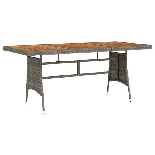 vidaXL Puutarhapöytä harmaa 160x70x72 cm polyrottinki ja akaasiapuu