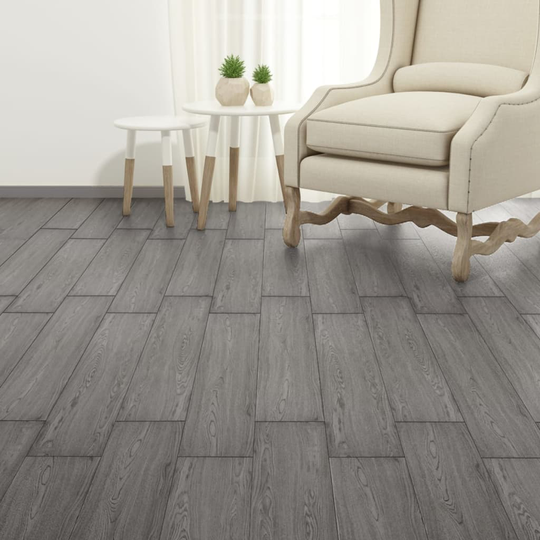 vidaXL Itsekiinnittyvät PVC-lattialankut 2,51 m² 2 mm tummanharmaa