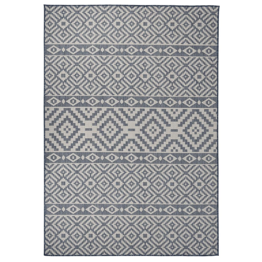 vidaXL Ulkomatto Flatweave 160x230 cm siniset raidat