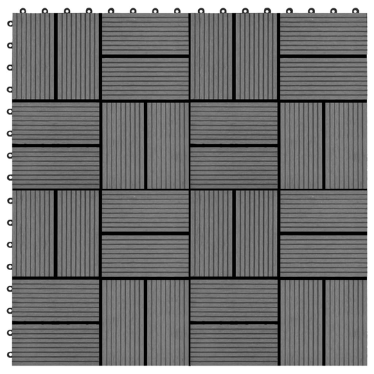 vidaXL Lattialaatat 11 kpl puumuovikomposiitti 30x30 cm 1 m² harmaa