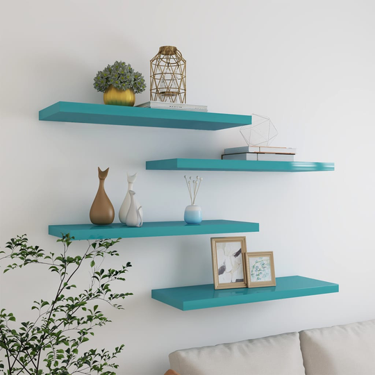 vidaXL Kelluvat seinähyllyt 4 kpl sininen 80x23,5x3,8 cm MDF