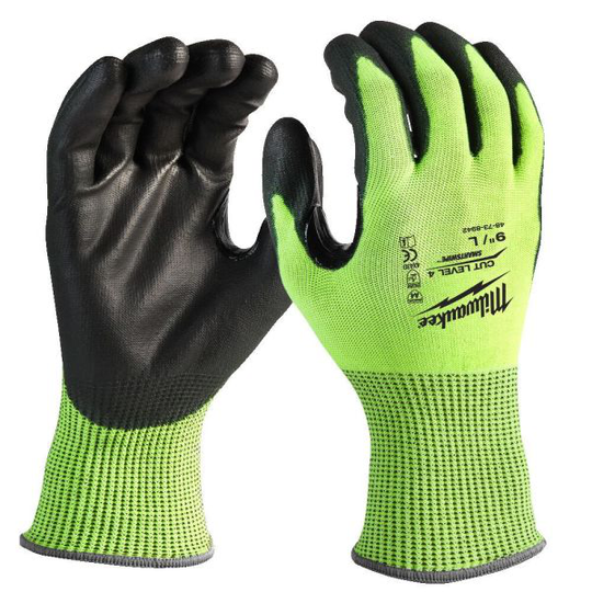 Milwaukee 4932479926 Viiltosuojakäsine PU-upotettu, CL4/D, Hi-Vis S/7