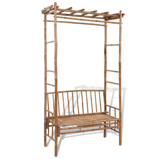 vidaXL Puutarhapenkki pergolalla 130 cm bambu