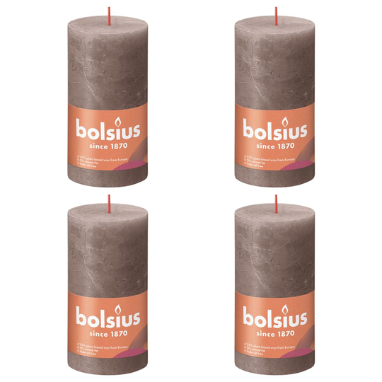 Bolsius Pilarikynttilät Shimmer 4 kpl rustiikkinen 130x68 mm harmaa