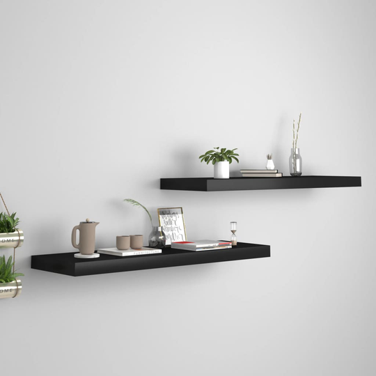 vidaXL Kelluvat seinähyllyt 2 kpl musta 80x23,5x3,8 cm MDF