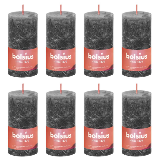 Bolsius Pilarikynttilät Shine 8 kpl 100x50 mm myrskynharmaa